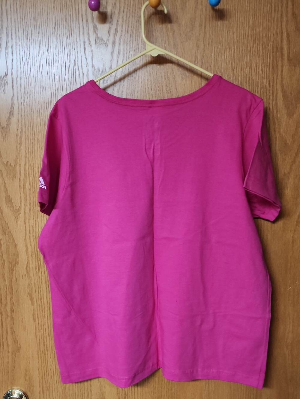 adidas Pink V-Neck Logo Tee womens 1X number 3473 - Picture 4 of 5